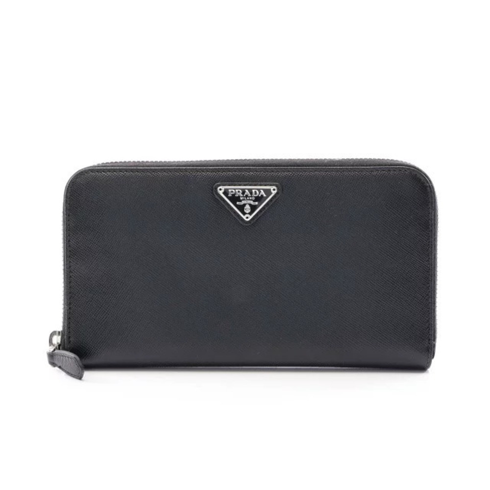 Prada SAFFIANO Round Long Wallet Leather Black